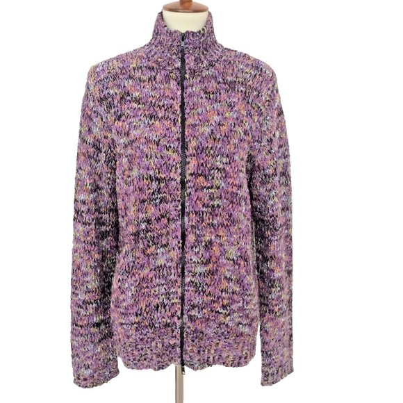 Chico's Full Zip Chunky Knit Cardigan Sz 2 (Women's 12) - Picture 1 of 6